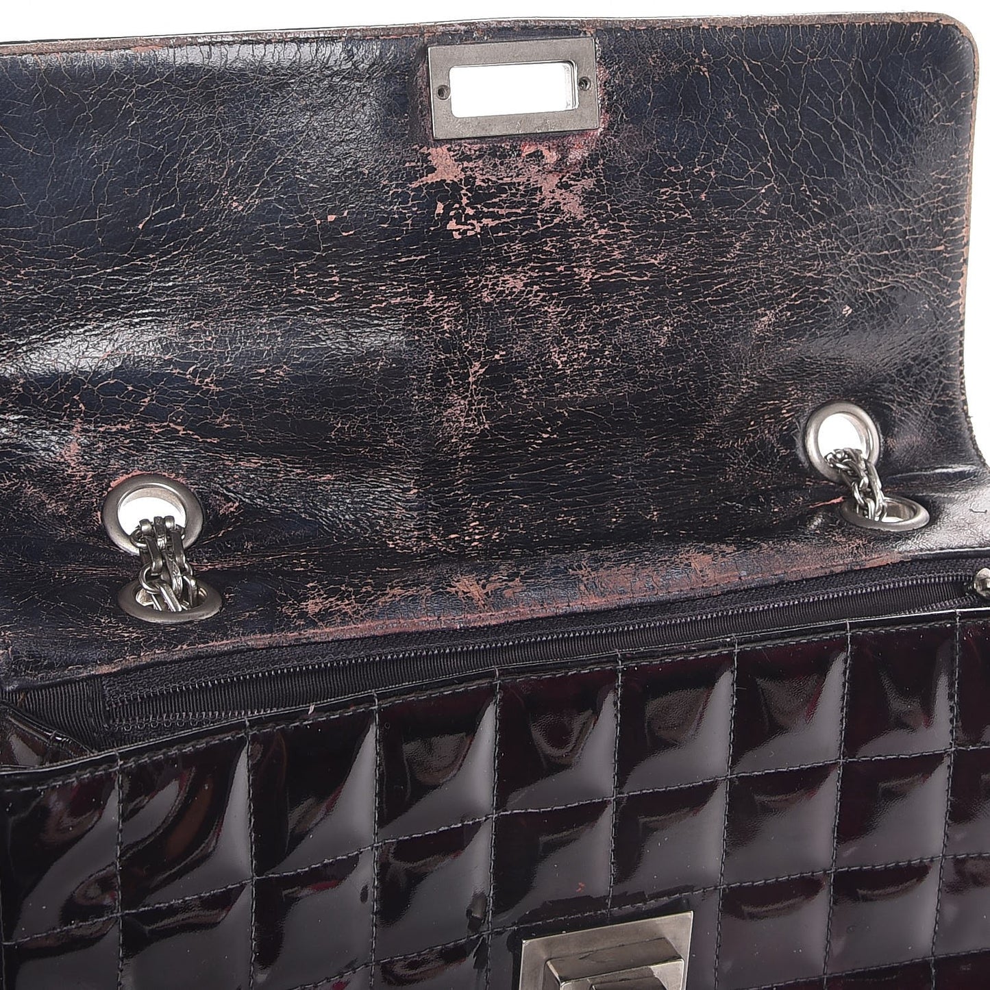 Patent Chocolate Bar Mademoiselle Flap Burgundy