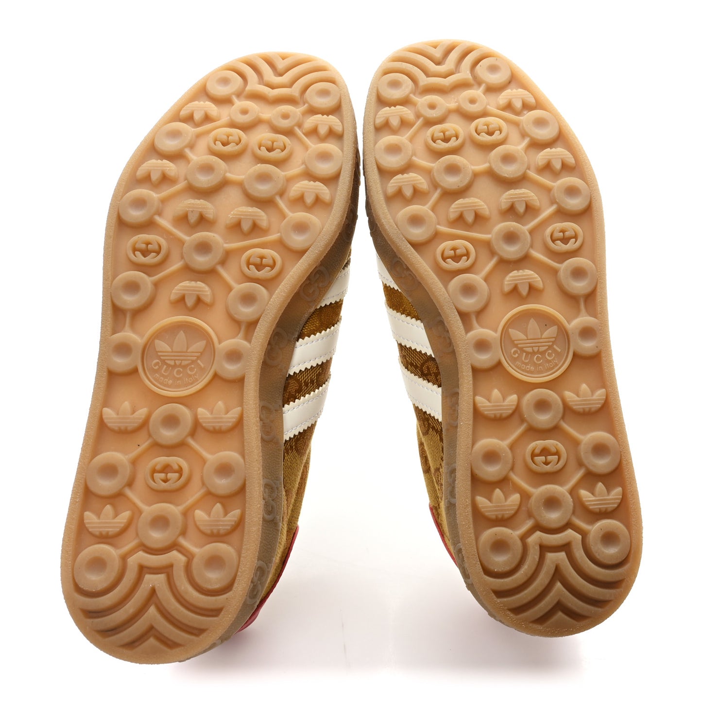 X ADIDAS Vintage GG Monogram Mens Gazelle Sneakers 7.5 Mid Natural Nut Off White