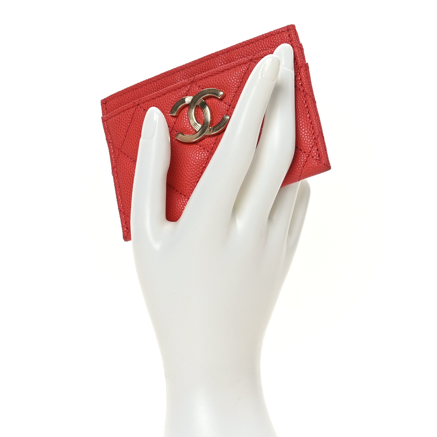 Chanel Caviar Quilted CC Card Holder Orange 2 of 8