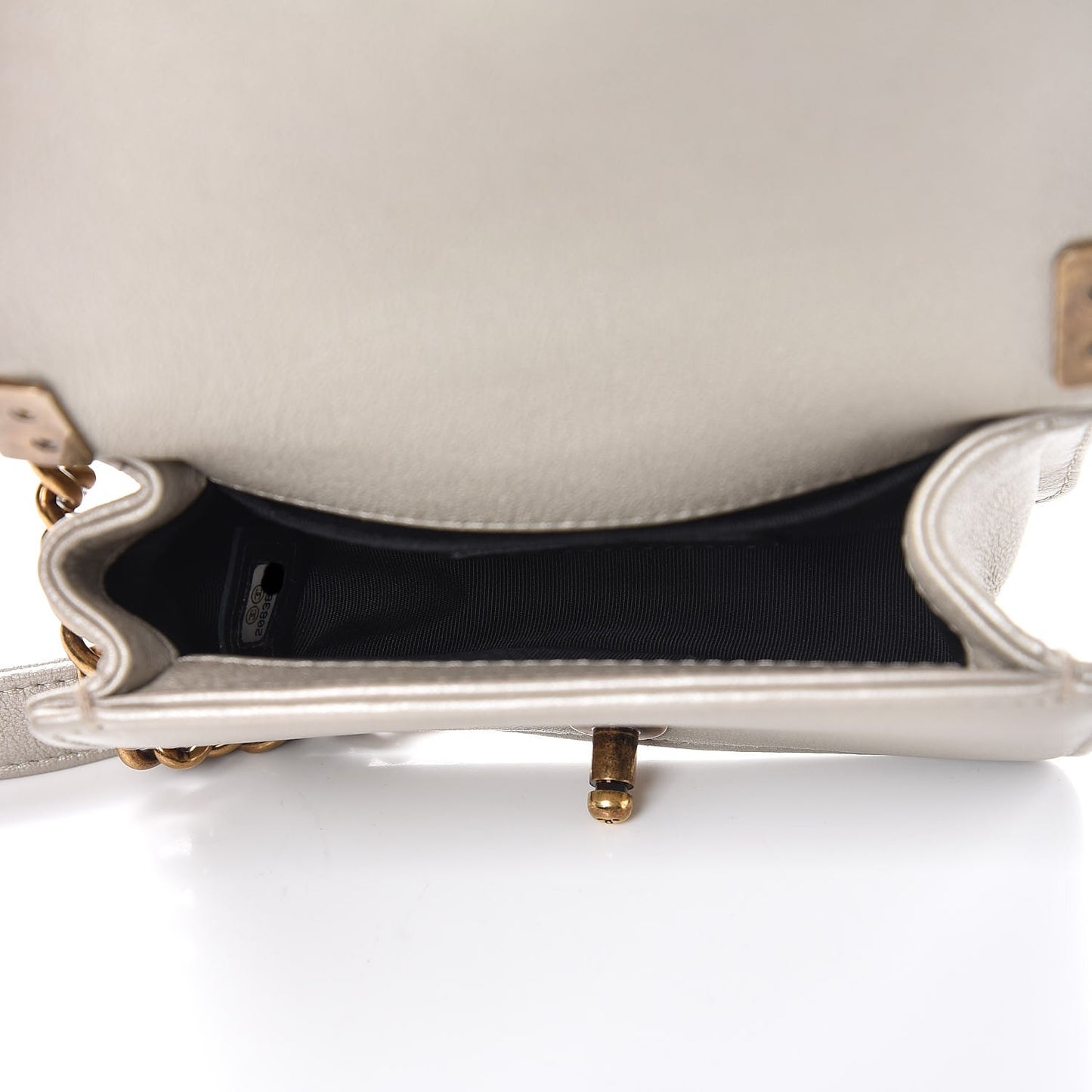 Metallic Lambskin Mini Scaled Boy Flap Gold