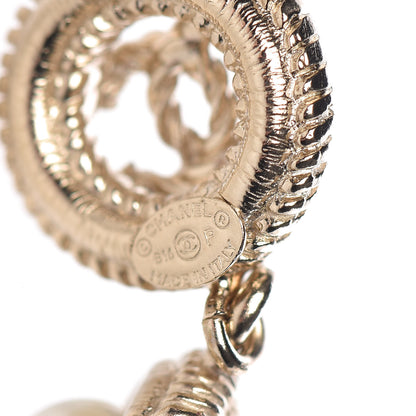 Chanel Pearl CC Drop Earrings Gold Pearly White 4 of 6