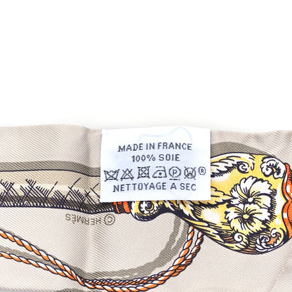 Hermes Silk Cavalcades Twilly Gris Perle Orange Acajou 3 of 3