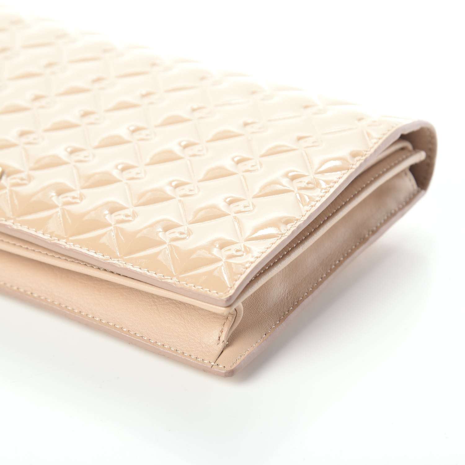 Fendi Patent Fendilicious Embossed Quilted Wallet On Chain Beige 10 of 10