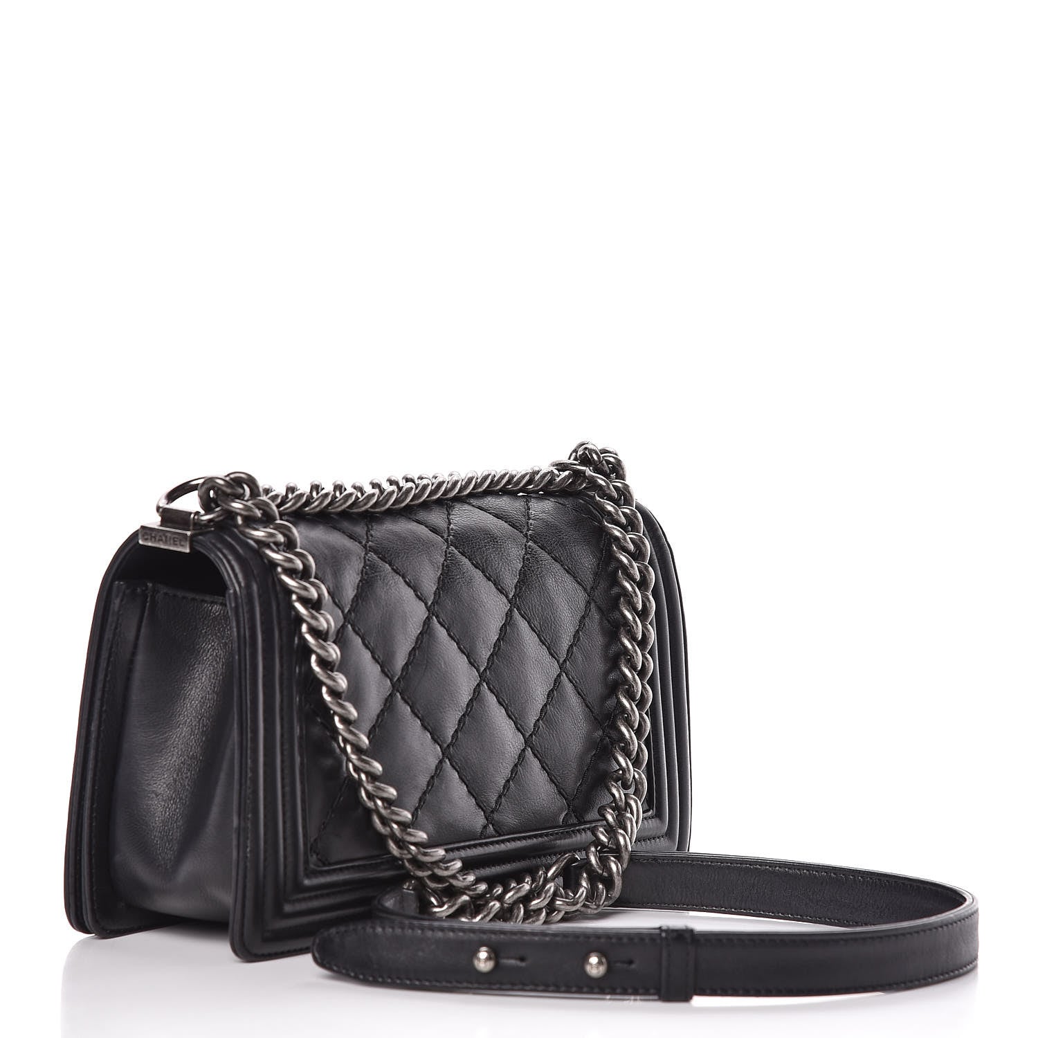 Chanel Calfskin Double Stitch Medium Boy Flap Black 3 of 16