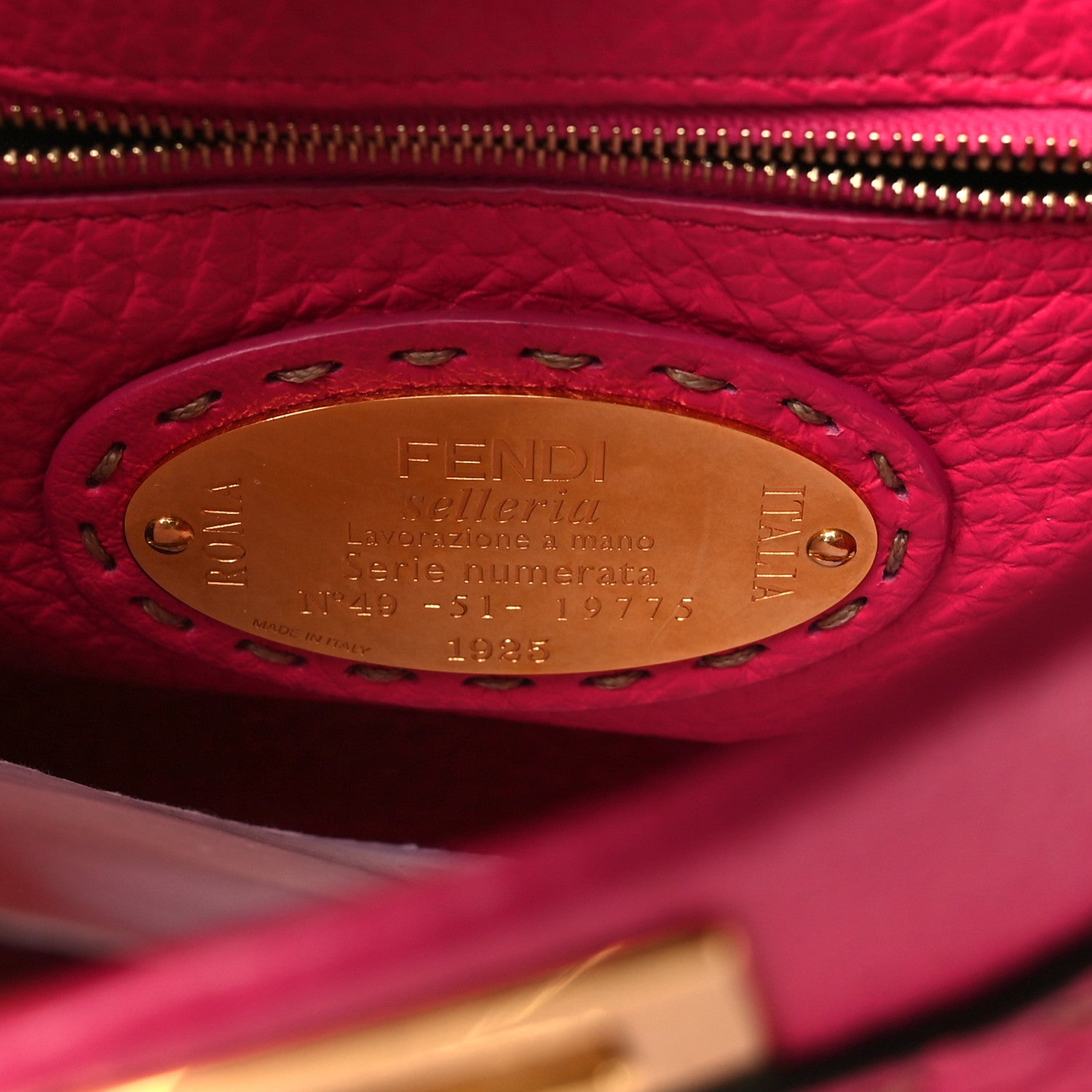 Fendi Cuoio Romano Selleria Mini Peekaboo Iconic Satchel Fuxia 6 of 9