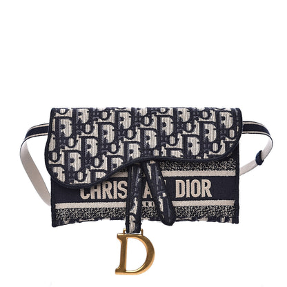 Christian Dior Oblique Slim Saddle Pouch Blue 1 of 9