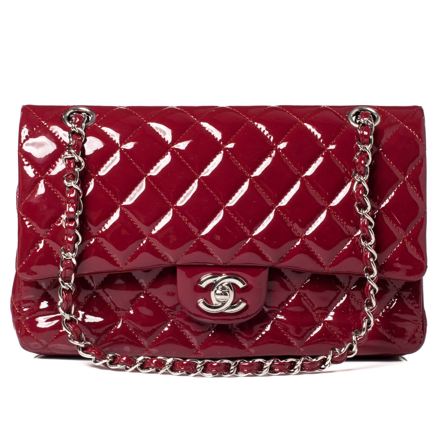 Chanel Patent Medium Double Flap Red 1 of 9