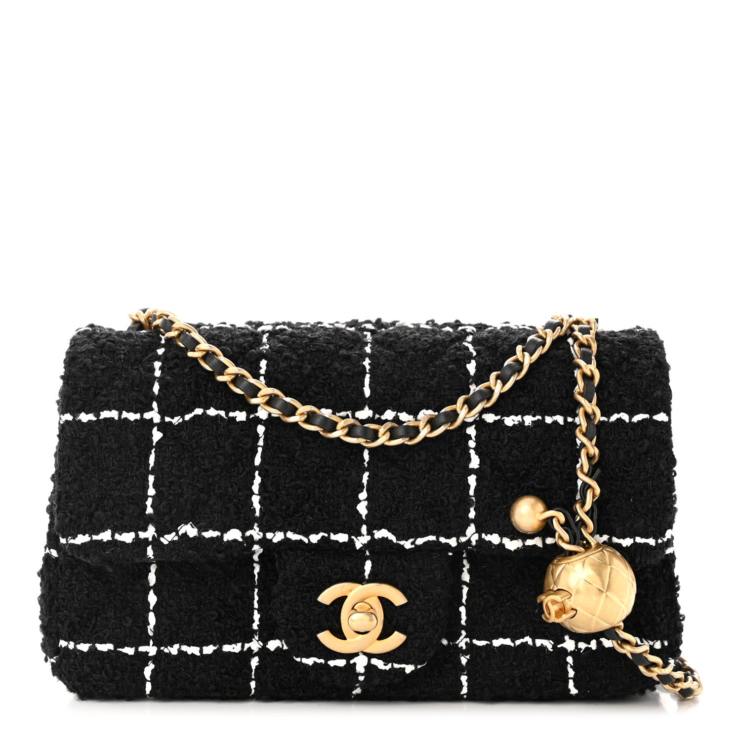 Chanel Tweed Quilted Mini Rectangular Pearl Crush Flap Black 1 of 11