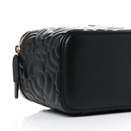 Chanel Lambskin Camellia Embossed Small Vanity Case With Chain Black 8 of 10