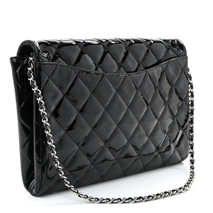 Chanel Patent Quilted Clutch with Chain Flap Black 3 of 11