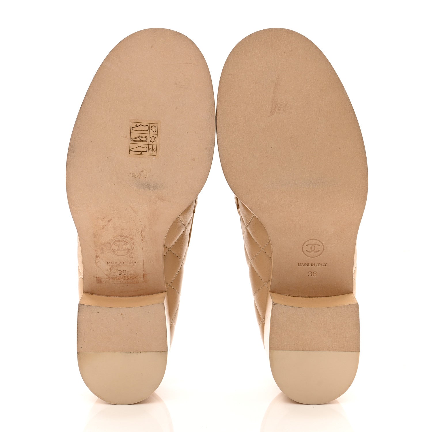 Chanel Lambskin Quilted CC Heart Loafers 38 Beige 5 of 9