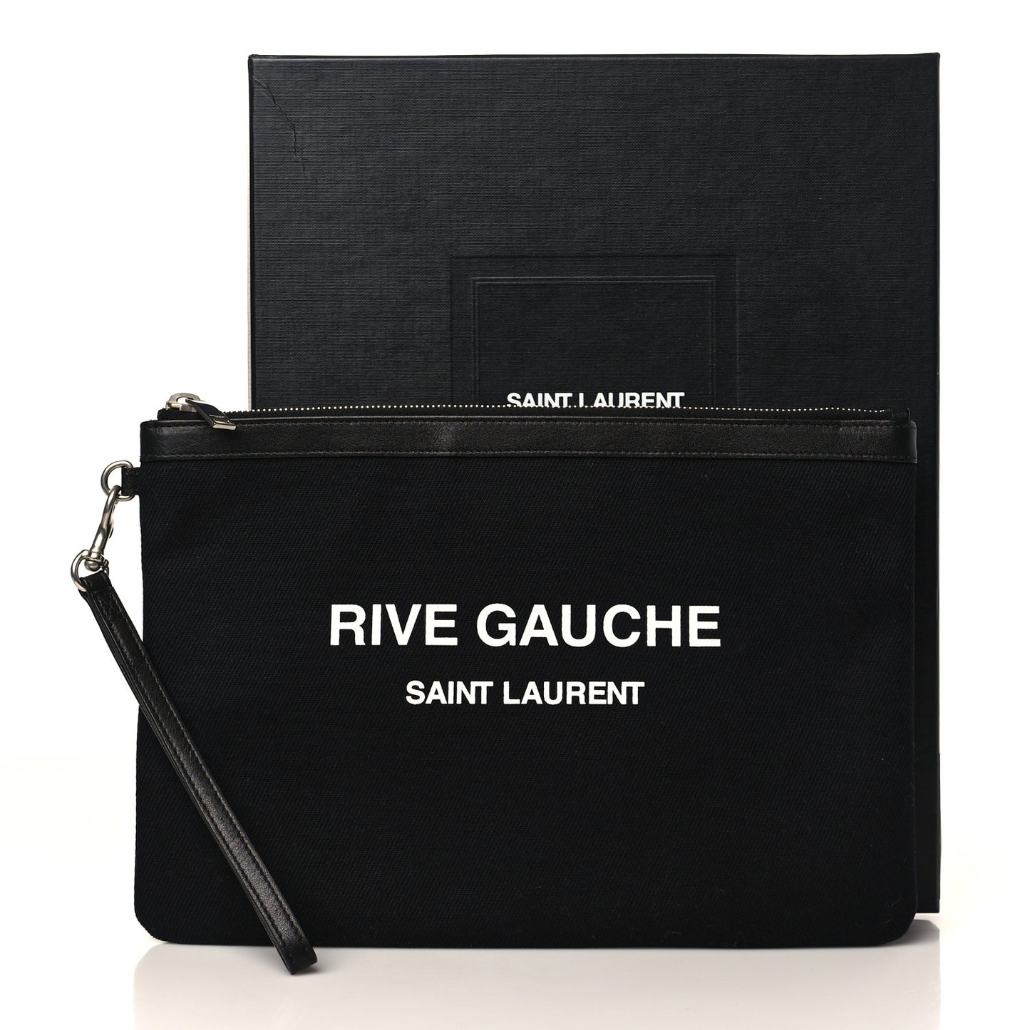 Linen Canvas Rive Gouche Zipped Pouch Black