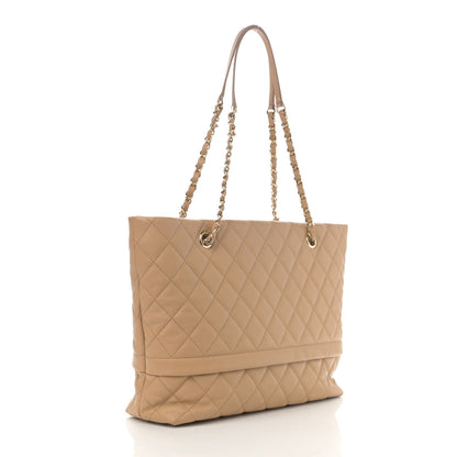 Chanel Caviar Quilted Rolled Up Tote Beige 3 of 11