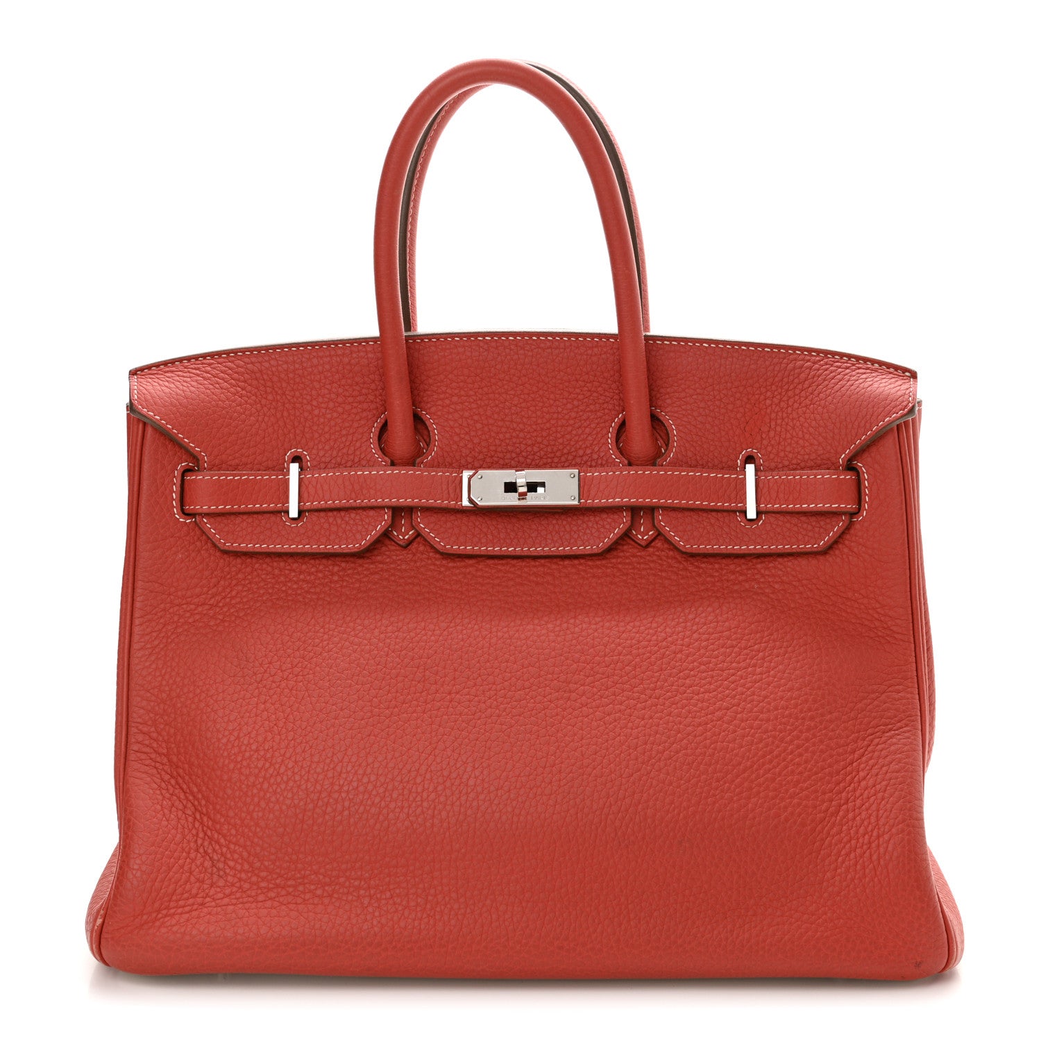 Hermes Taurillon Clemence Eclat Birkin 35 Sanguine White 1 of 22