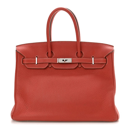 Hermes Taurillon Clemence Eclat Birkin 35 Sanguine White 1 of 22