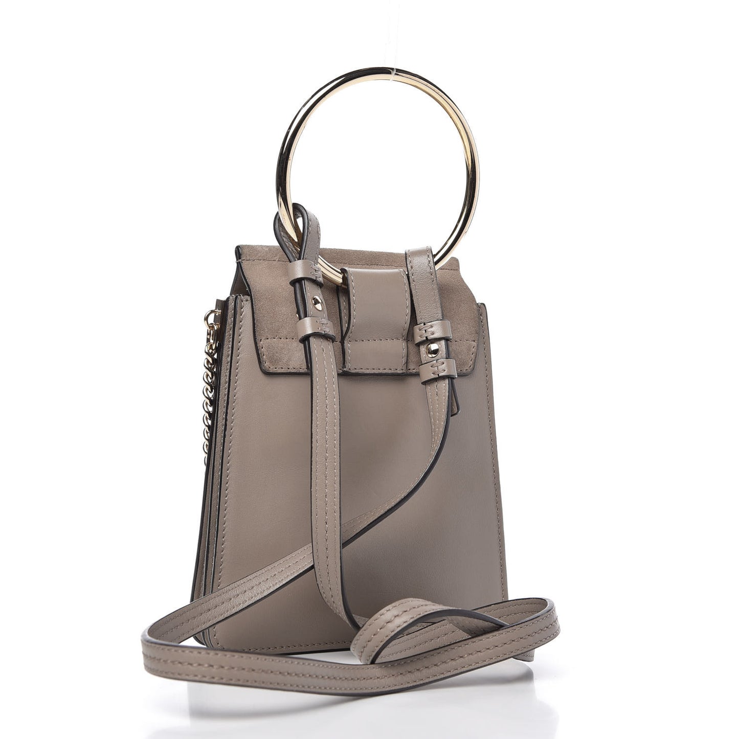 Suede Calfskin Mini Faye Bracelet Bag Motty Grey
