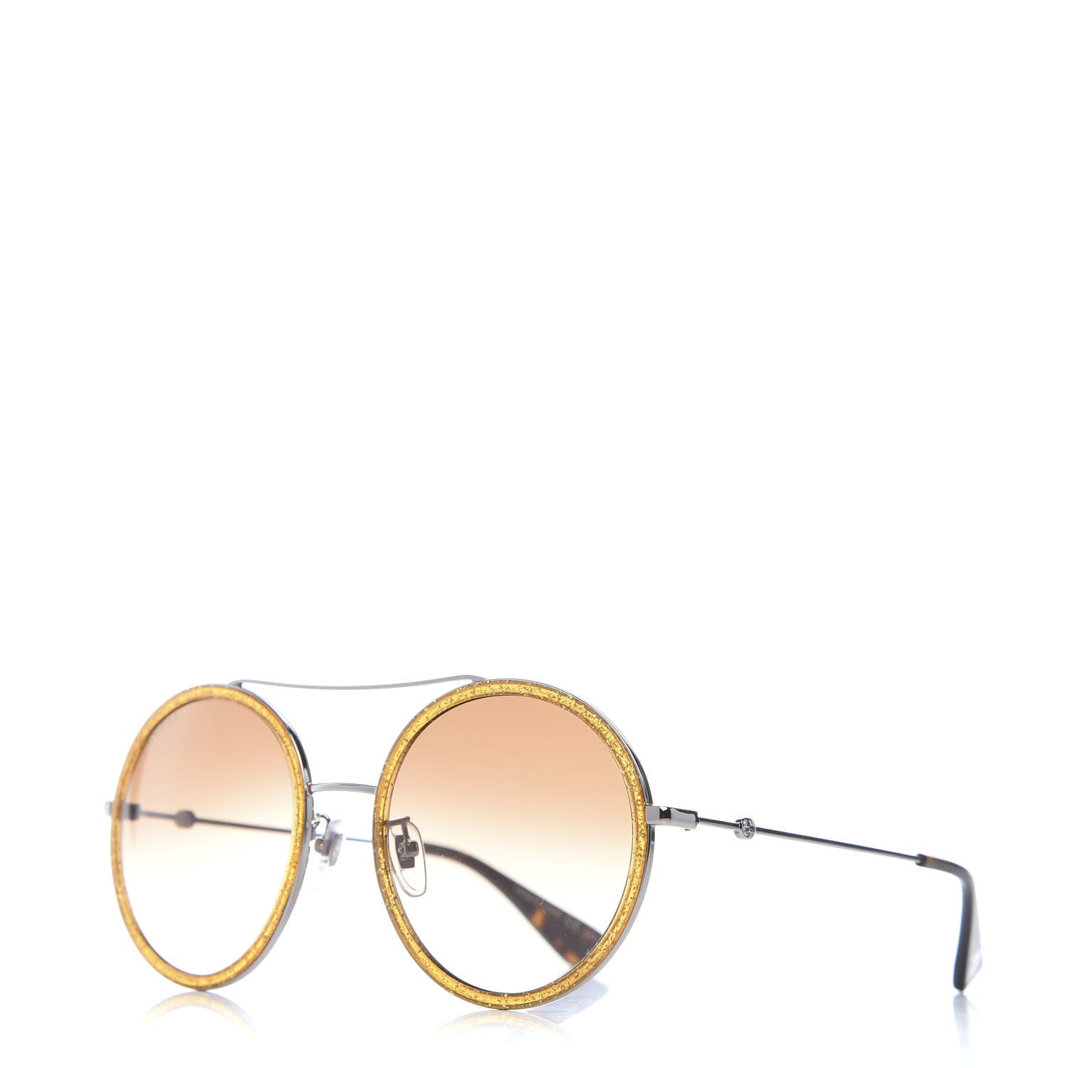 Gucci Round Frame Glitter Sunglasses GG0061S Yellow 1 of 6