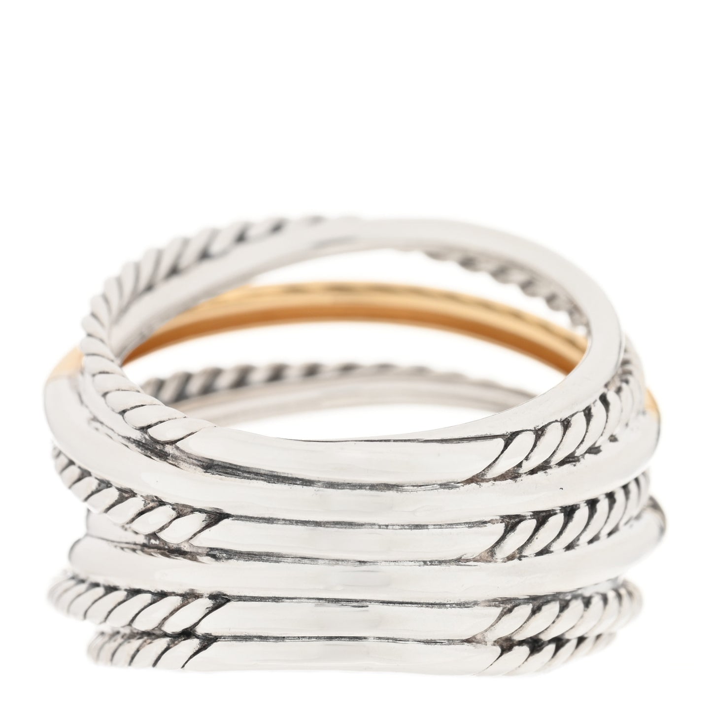 Sterling Silver 18K Yellow Gold Wide Crossover Collection Ring 55 7.25