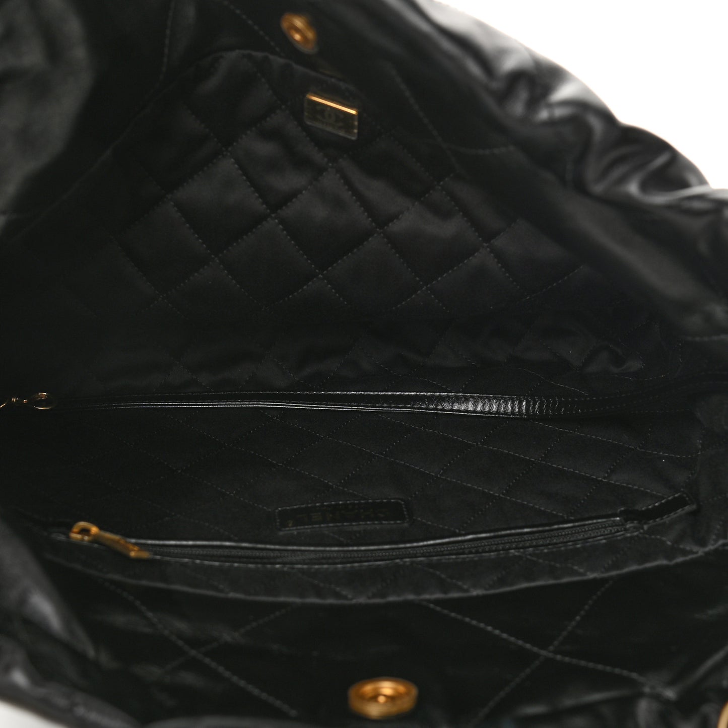 Shiny Calfskin Quilted Small Chanel 22 Black