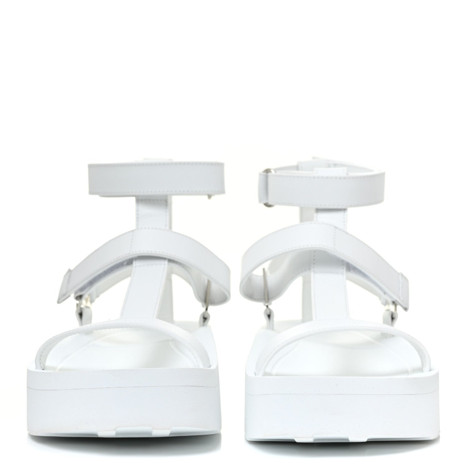 Hermes Calfskin Womens Enid Sandals 37 White 2 of 10
