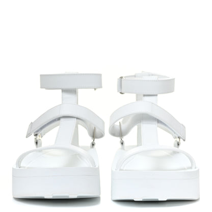 Hermes Calfskin Womens Enid Sandals 37 White 2 of 10