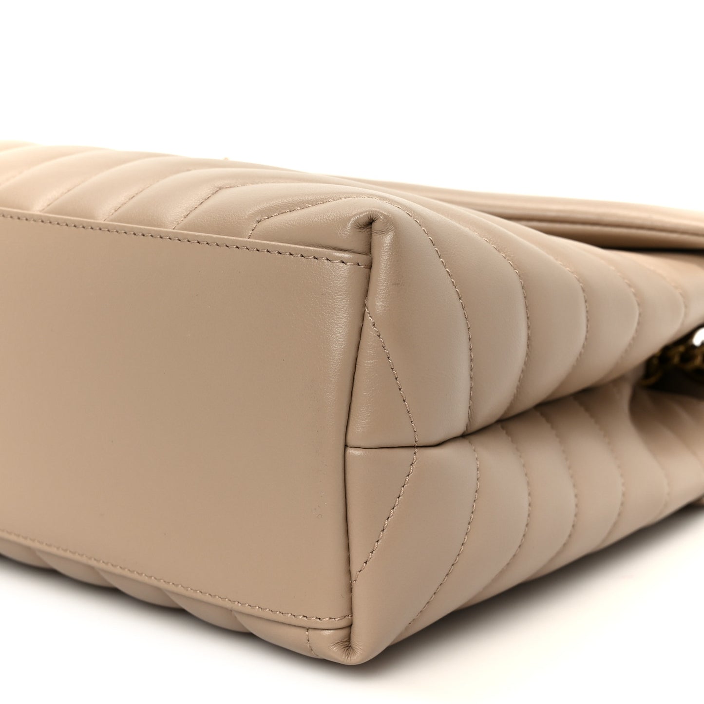 Calfskin Y Quilted Monogram Medium Loulou Chain Satchel Dark Beige