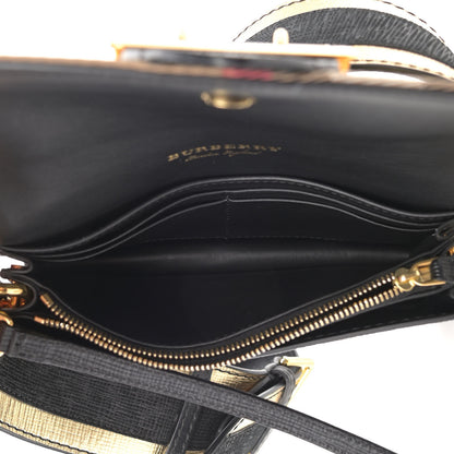 Burberry Metallic Calfskin House Check Sequin Small Madison Buckle Bag Gold 5 of 13