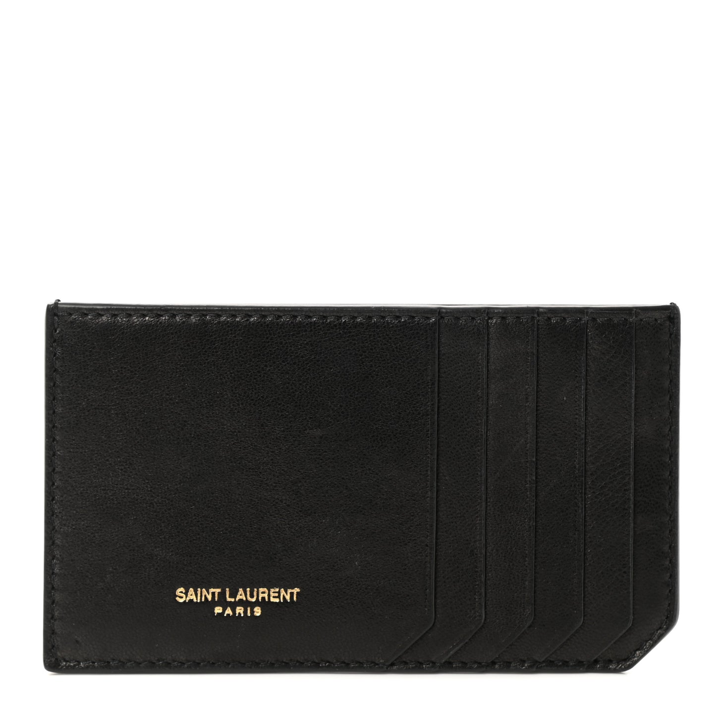 Calfskin 5 Fragments Zip Pouch Card Holder Black