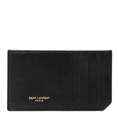 Saint Laurent Calfskin 5 Fragments Zip Pouch Card Holder Black 1 of 7