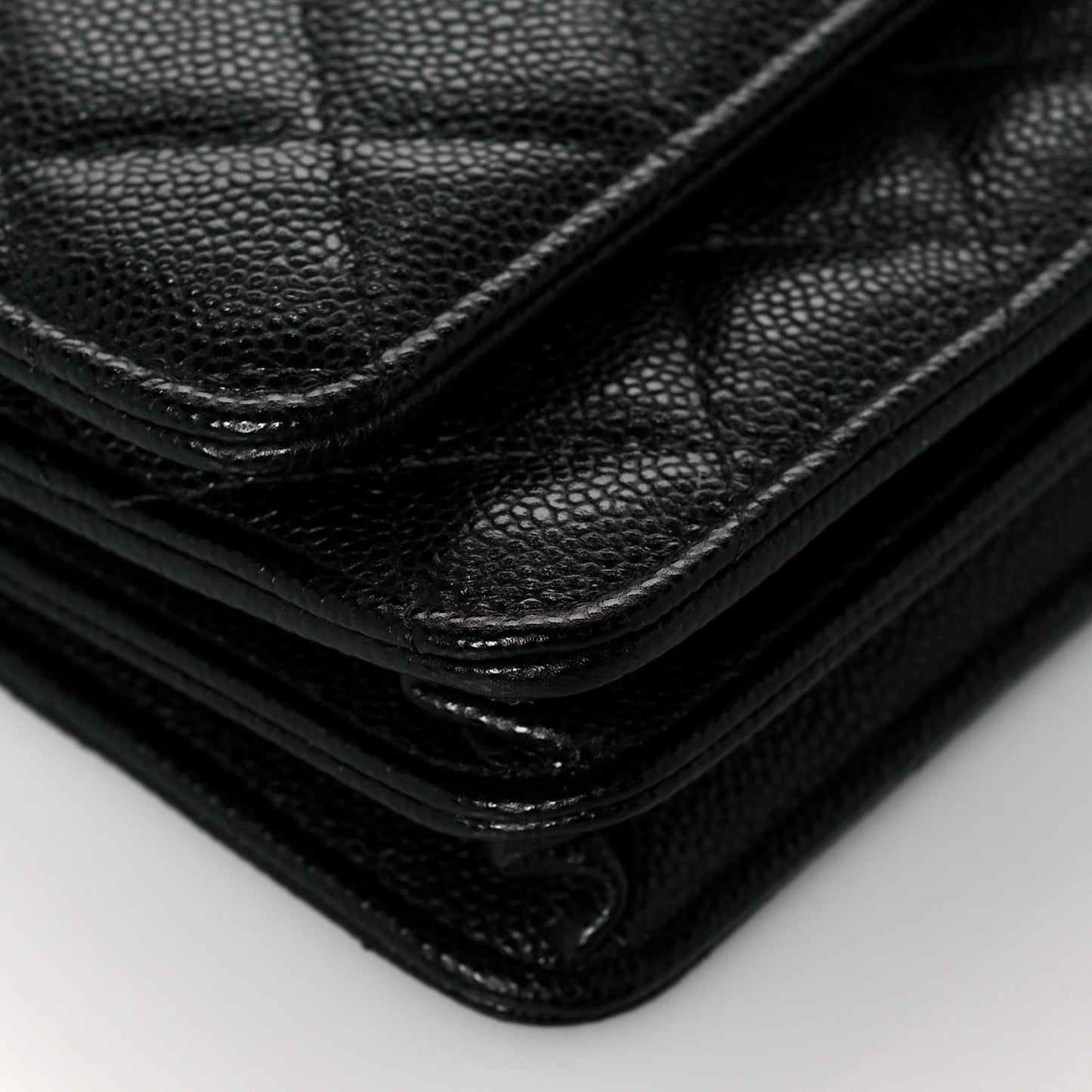 Caviar Quilted Mini Wallet On Chain WOC Black
