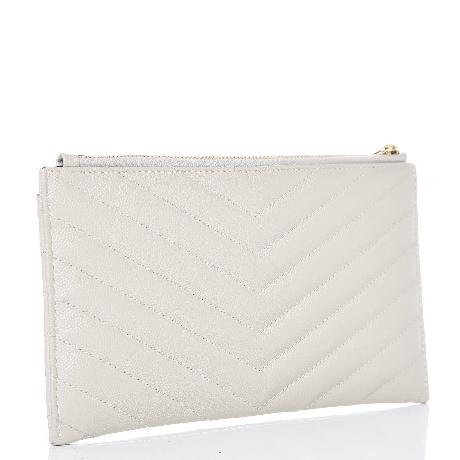 Saint Laurent Grain De Poudre Chevron Monogram Bill Pouch Crema Soft 3 of 8