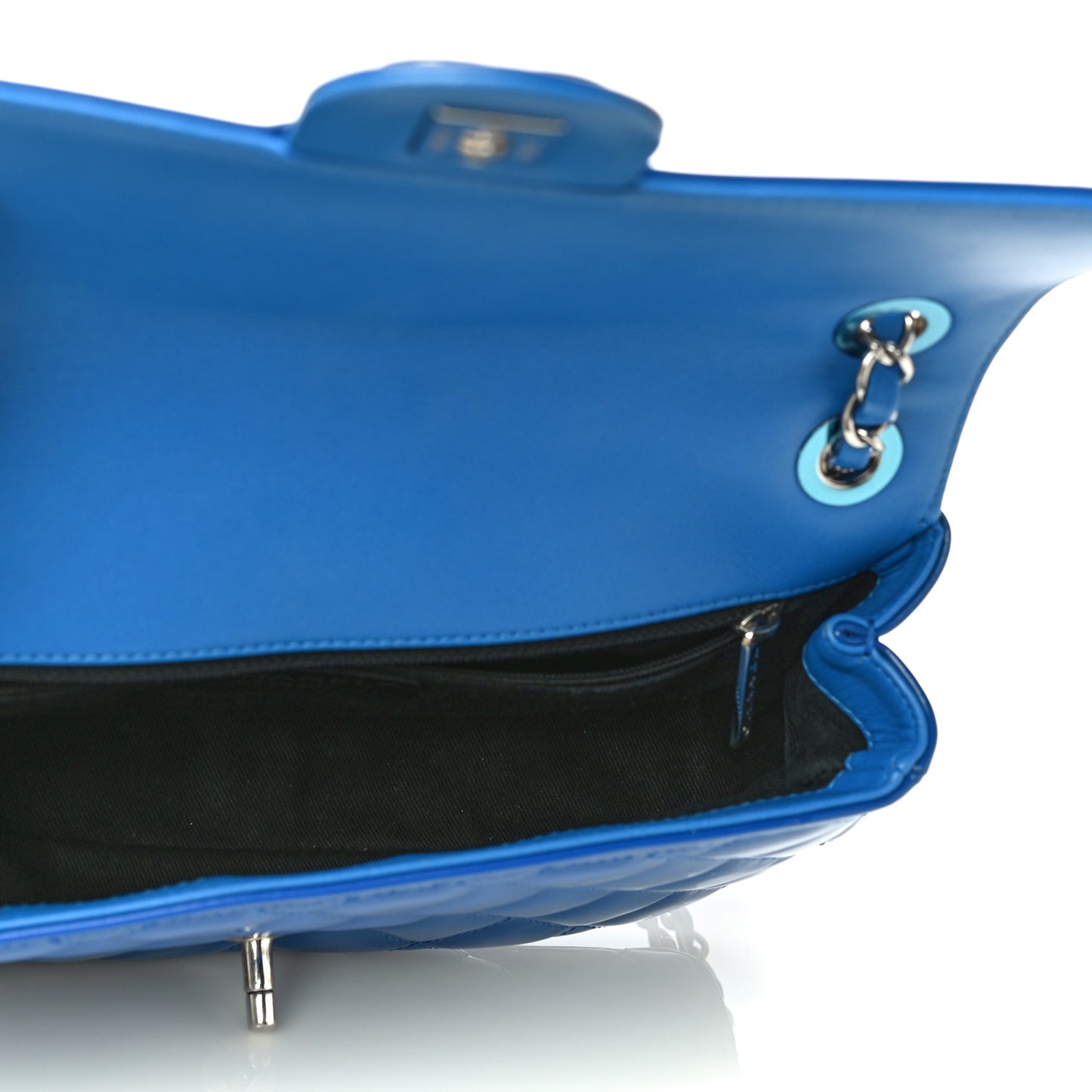 Patent Quilted Large Coco Shine Flap Blue