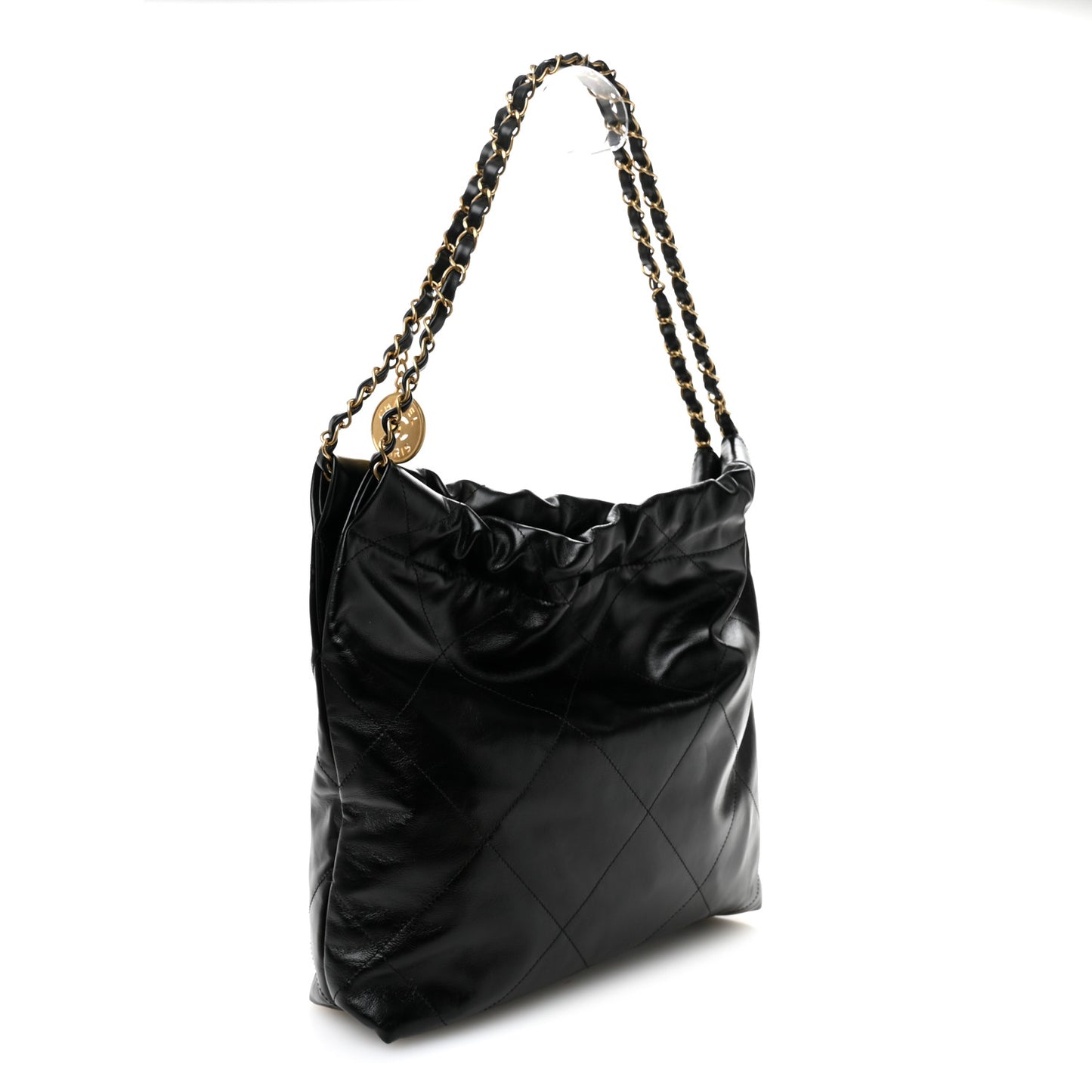 Shiny Calfskin Quilted Small Chanel 22 Black