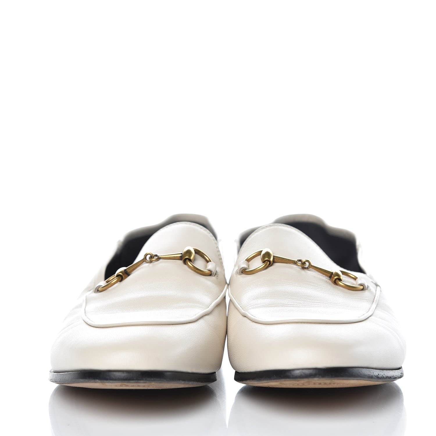 Gucci Lambskin Womens Brixton Horsebit Loafers 38 Mystic White 2 of 10