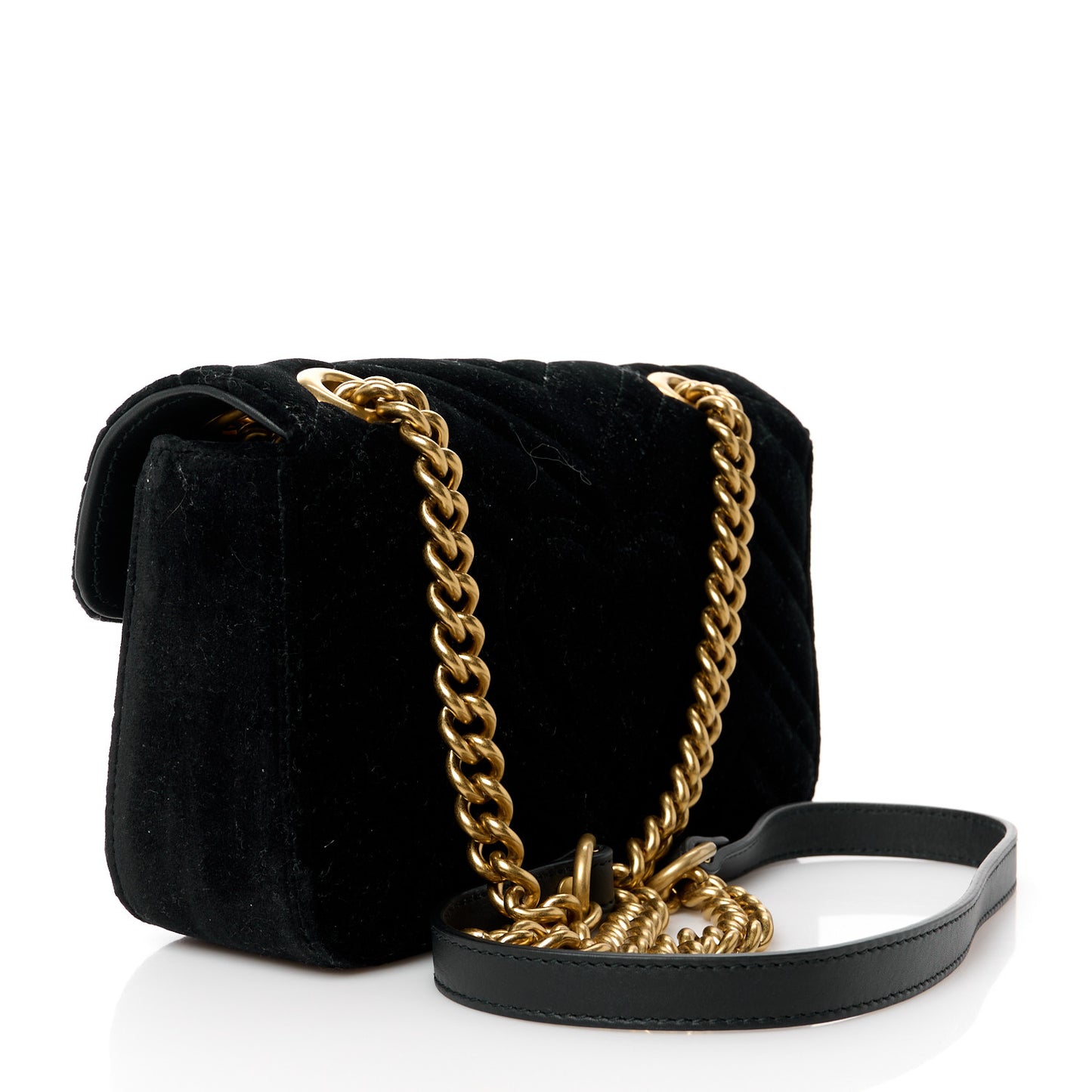Velvet Matelasse Mini GG Marmont Shoulder Bag Black
