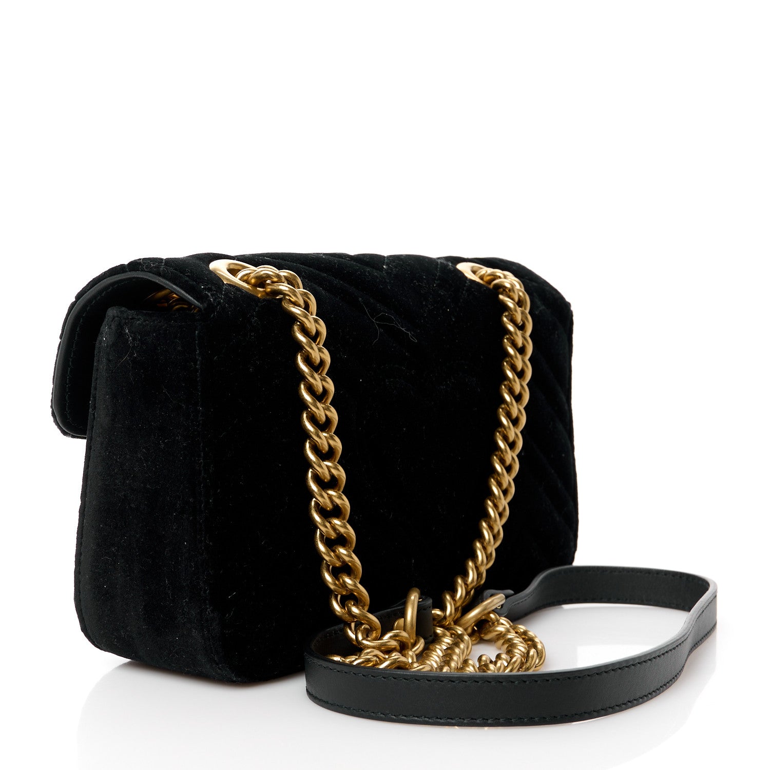 Gucci Velvet Matelasse Mini GG Marmont Shoulder Bag Black 3 of 12