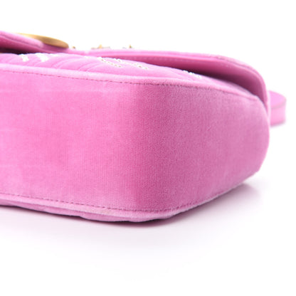 Gucci Velvet Matelasse Marquise Crystals Embroidered Small GG Marmont Shoulder Bag Malva 10 of 11