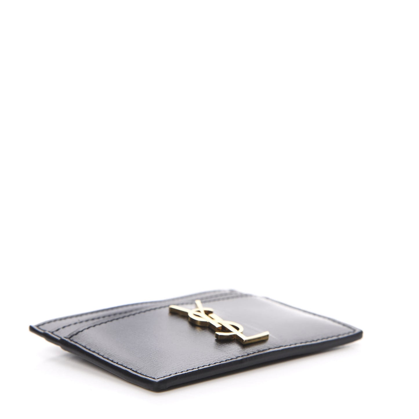 Calfskin Monogram Credit Card Case Black
