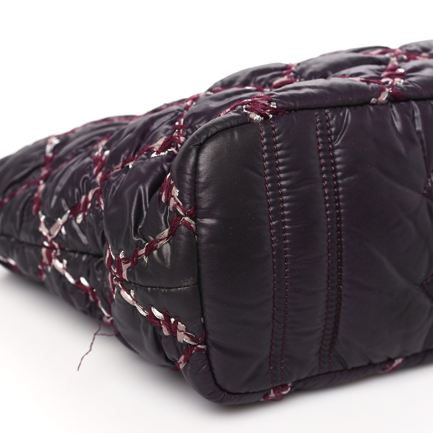 Nylon Quilted Tweed Stitch Bubble Camera Case Purple