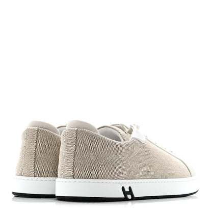 Hermes Calfskin Canvas Kid Sneakers 38 Prunoir White 4 of 10