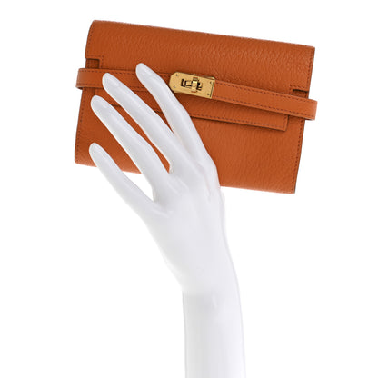 Hermes Chevre Mysore Medium Kelly Wallet Orange 2 of 12