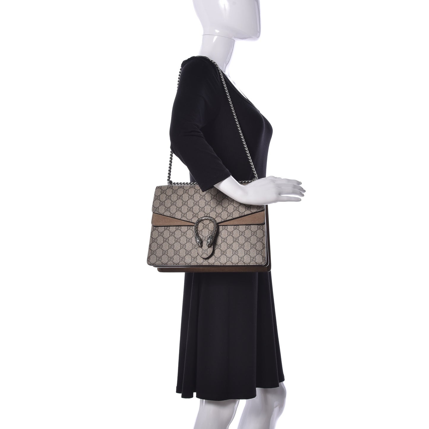 GG Supreme Monogram Medium Dionysus Shoulder Bag Taupe