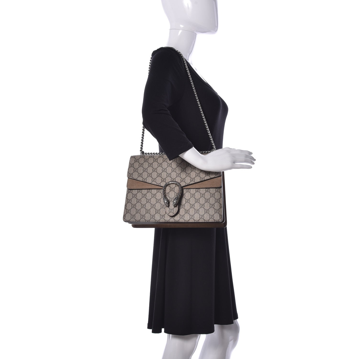 Gucci GG Supreme Monogram Medium Dionysus Shoulder Bag Taupe 2 of 10