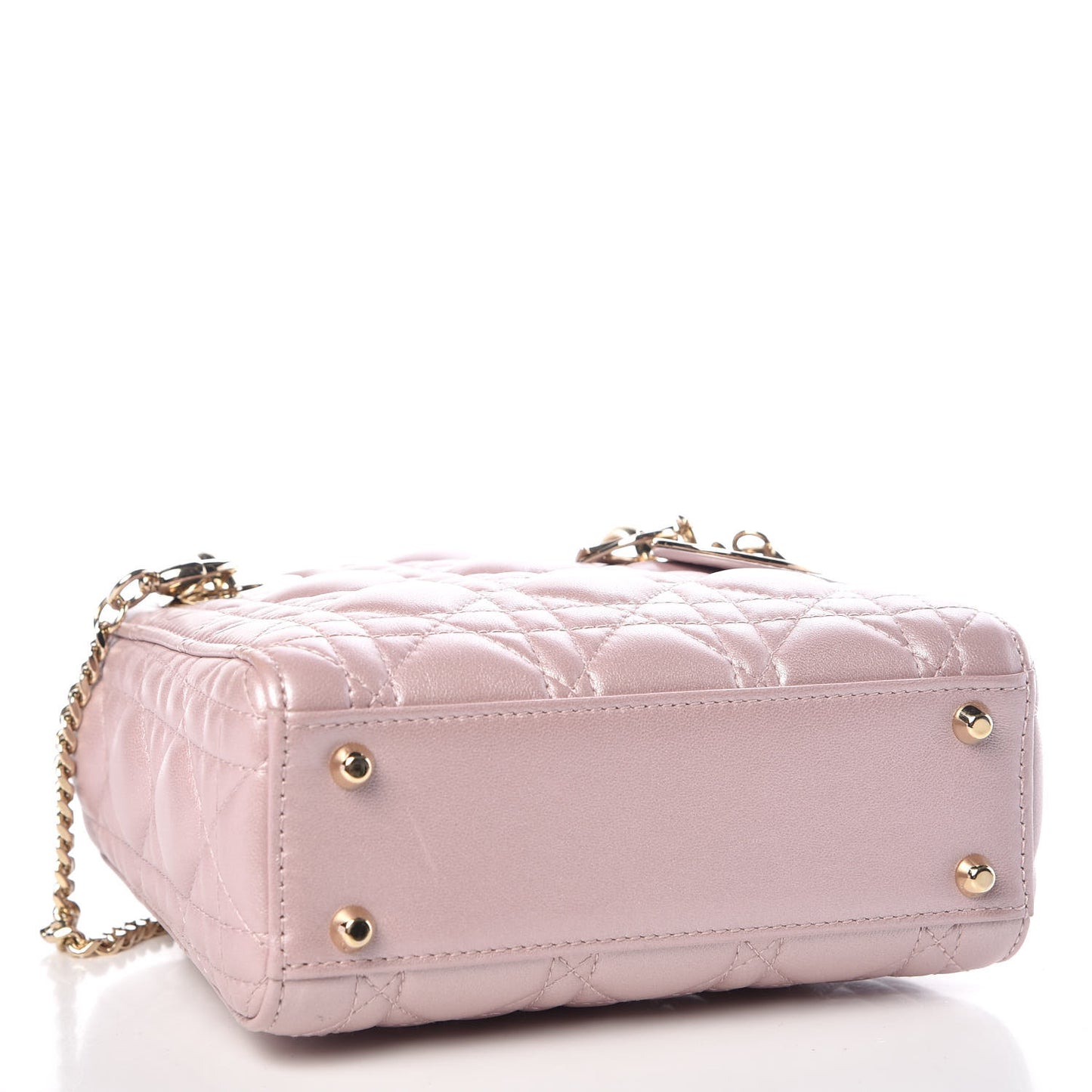 Metallic Lambskin Cannage Mini Lady Dior Lotus