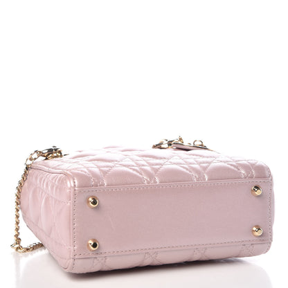 Christian Dior Metallic Lambskin Cannage Mini Lady Dior Lotus 4 of 13