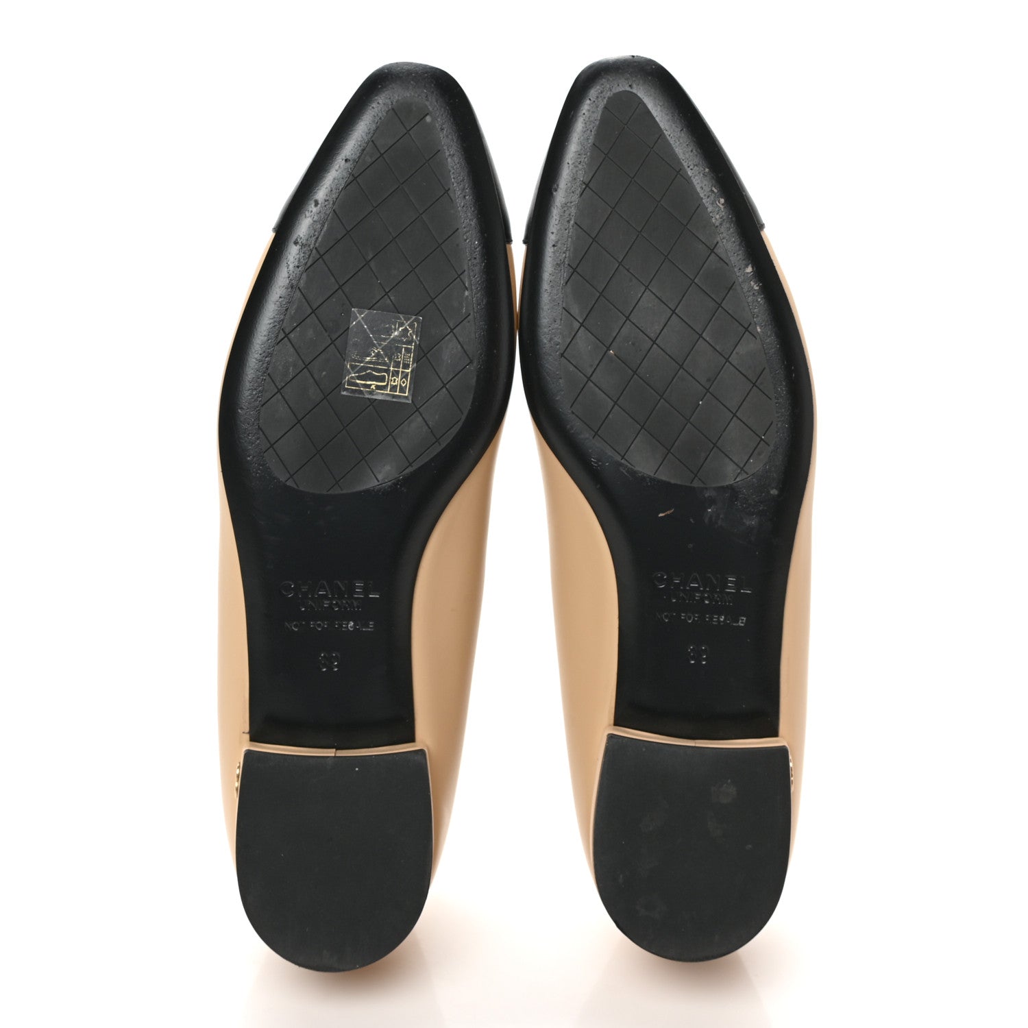 Chanel Lambskin Cap Toe CC Uniform Ballerina Flats 39 Beige Black 5 of 9