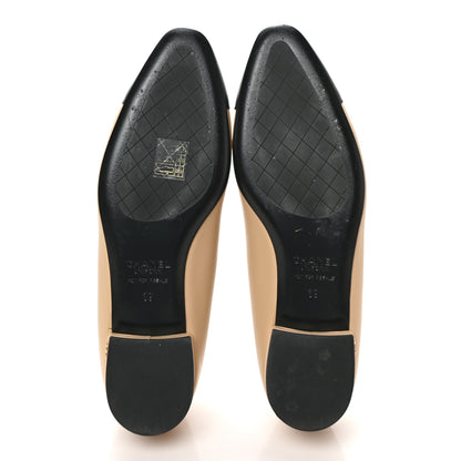 Chanel Lambskin Cap Toe CC Uniform Ballerina Flats 39 Beige Black 5 of 9