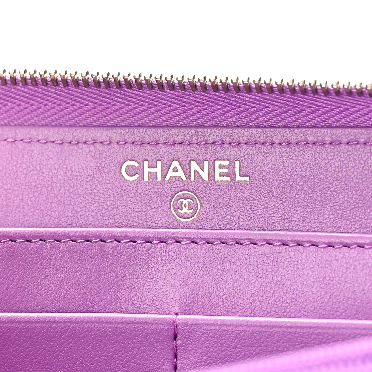 Caviar Quilted Large Gusset Zip Around Wallet Purple