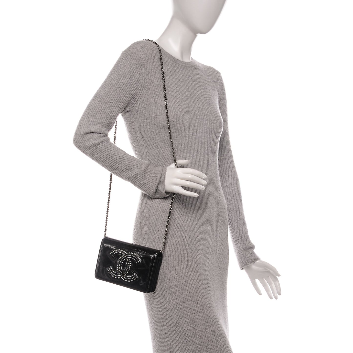 Patent Strass Wallet On Chain WOC Black