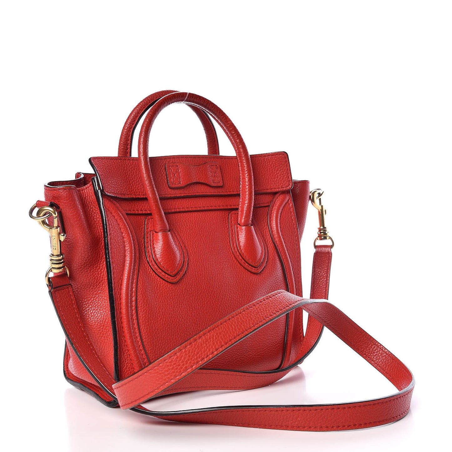 Drummed Calfskin Nano Luggage Coquelicot